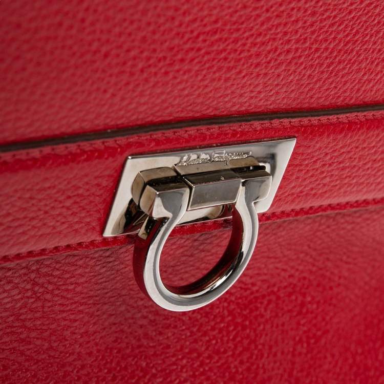 Pre Owned Salvatore Ferragamo Red Leather Sofia Top Handle Bag
