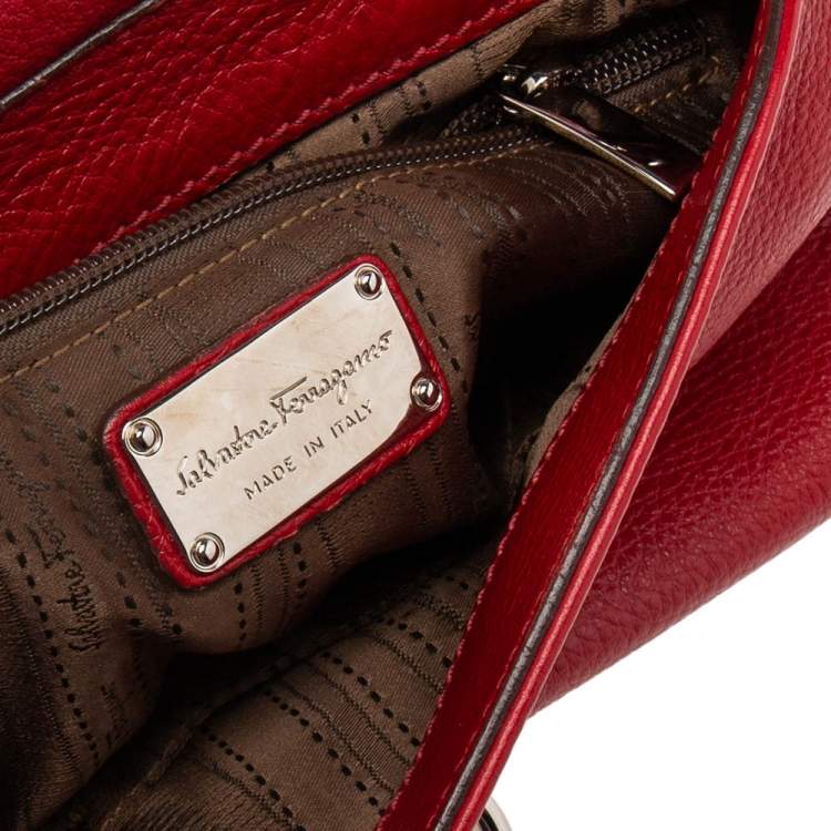 Pre Owned Salvatore Ferragamo Red Leather Sofia Top Handle Bag
