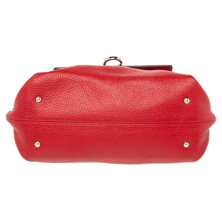Pre Owned Salvatore Ferragamo Red Leather Sofia Top Handle Bag