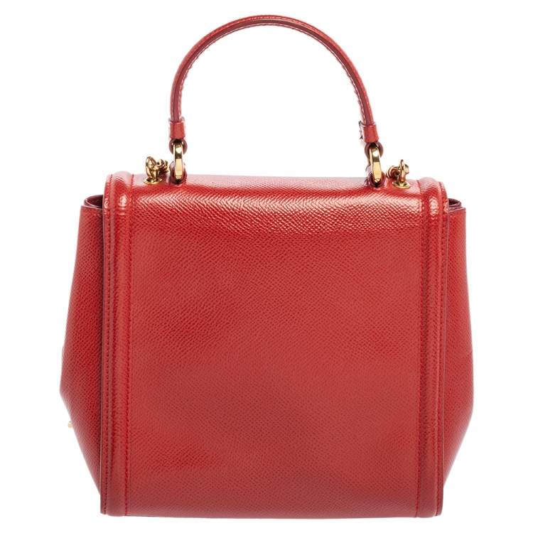 Pre Owned Salvatore Ferragamo Red Leather Carrie Top Handle Bag