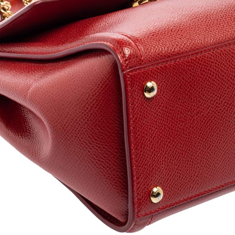 Pre Owned Salvatore Ferragamo Red Leather Carrie Top Handle Bag