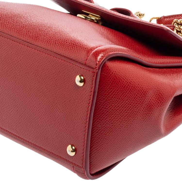 Pre Owned Salvatore Ferragamo Red Leather Carrie Top Handle Bag