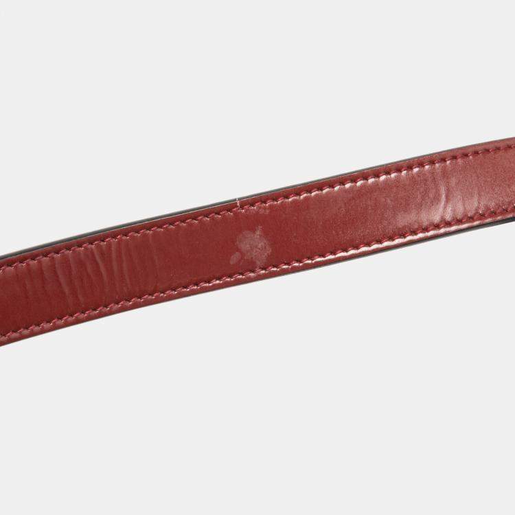 Pre Owned Salvatore Ferragamo Burgundy Patent Leather Gancini Flap Shoulder Bag 