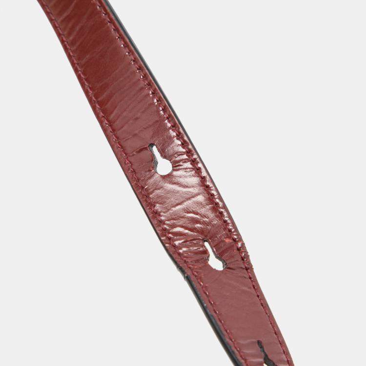 Pre Owned Salvatore Ferragamo Burgundy Patent Leather Gancini Flap Shoulder Bag 