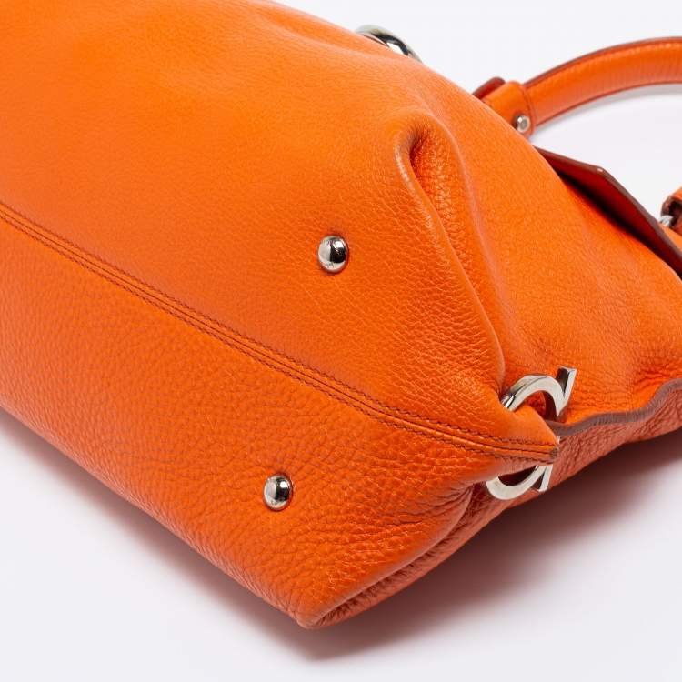 مملوكة مسبقًا Salvatore Ferragamo Orange Leather Sofia Top Handle Bag