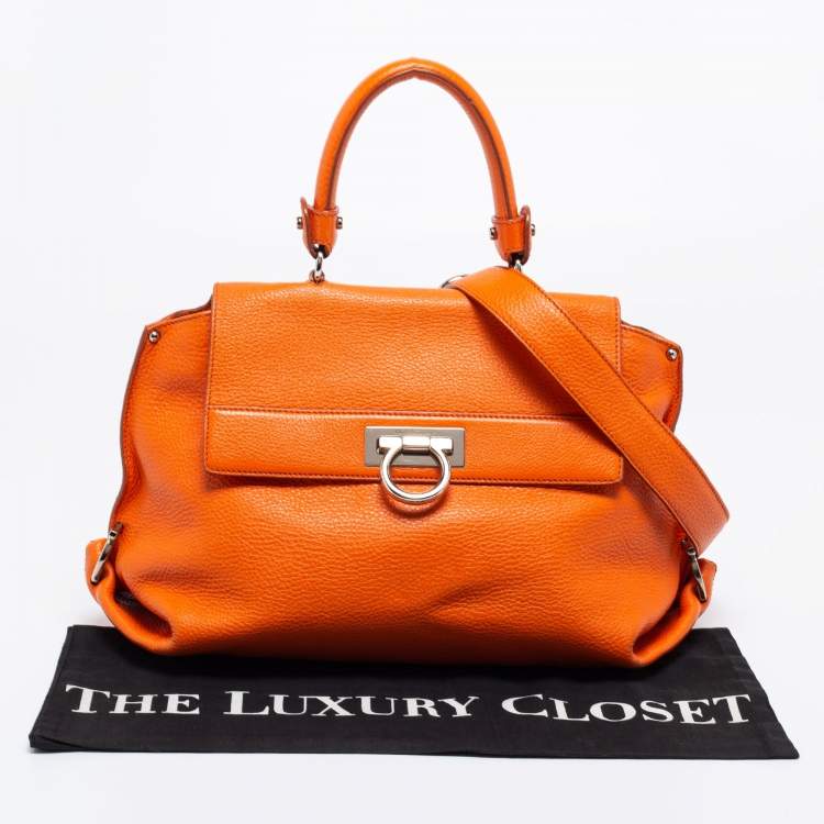 مملوكة مسبقًا Salvatore Ferragamo Orange Leather Sofia Top Handle Bag
