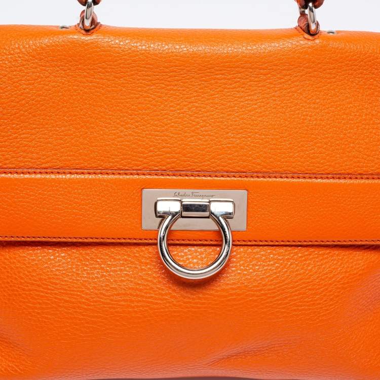 مملوكة مسبقًا Salvatore Ferragamo Orange Leather Sofia Top Handle Bag