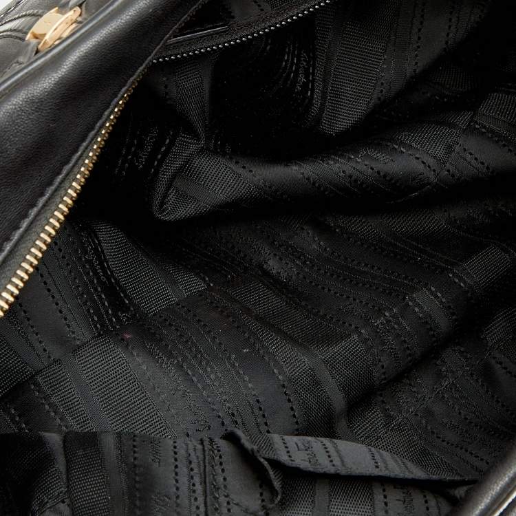 Pre Owned Salvatore Ferragamo Black Patent And Leather Vara Satchel