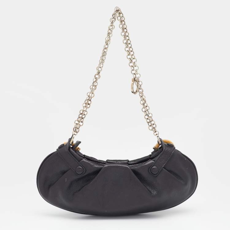 مملوكة مسبقًا Salvatore Ferragamo Black Leather Chain Shoulder Bag