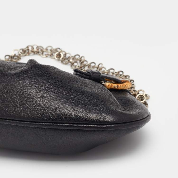 مملوكة مسبقًا Salvatore Ferragamo Black Leather Chain Shoulder Bag