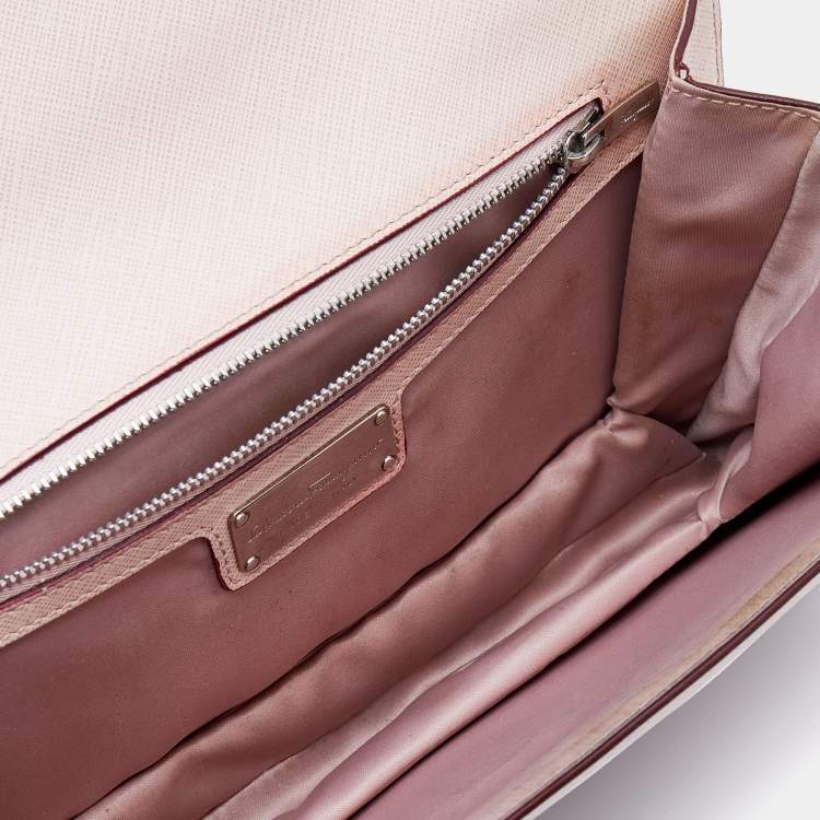 Pre Owned Salvatore Ferragamo Pink/Burgundy Leather Ginny Shoulder Bag