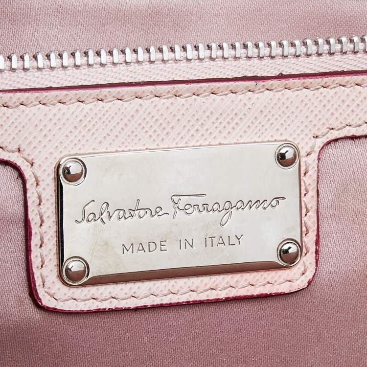 Pre Owned Salvatore Ferragamo Pink/Burgundy Leather Ginny Shoulder Bag