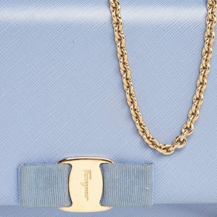 Pre Owned Salvatore Ferragamo Lilac Leather Ginny Chain Shoulder Bag