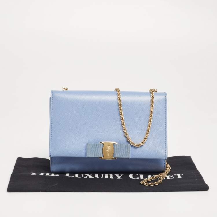 Pre Owned Salvatore Ferragamo Lilac Leather Ginny Chain Shoulder Bag