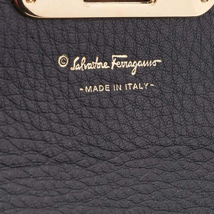 Pre Owned Salvatore Ferragamo Black Leather Continental Wallet