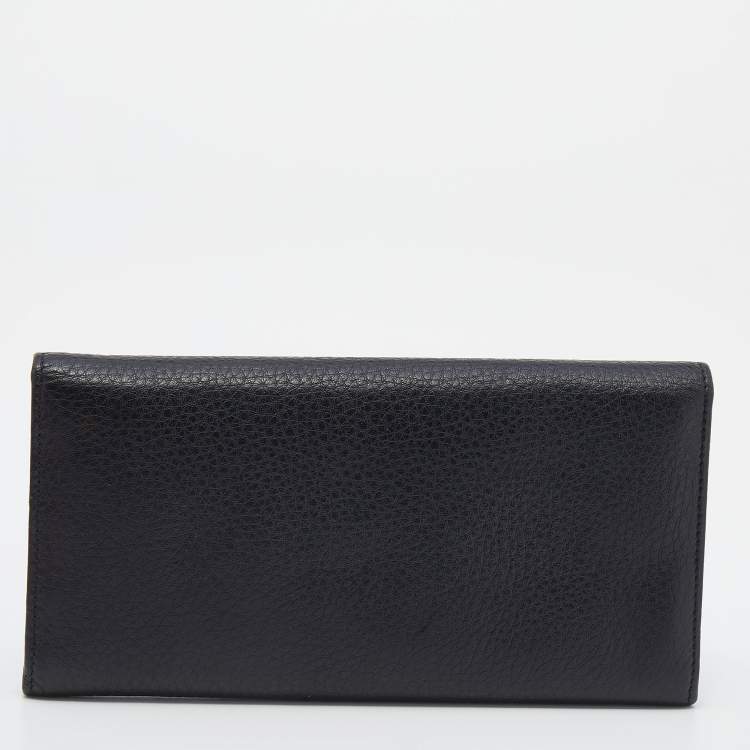 Pre Owned Salvatore Ferragamo Black Leather Continental Wallet