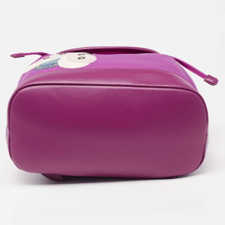 Pre Owned Salvatore Ferragamo Purple Nylon and Leather Trim Backpack