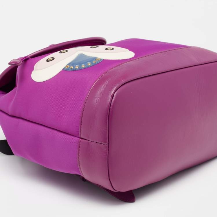 Pre Owned Salvatore Ferragamo Purple Nylon and Leather Trim Backpack
