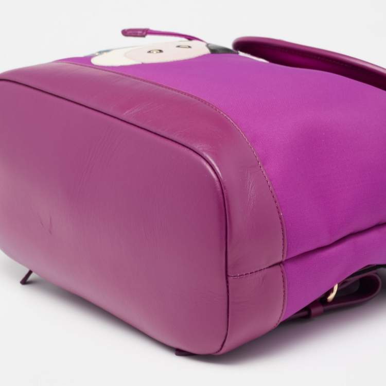 Pre Owned Salvatore Ferragamo Purple Nylon and Leather Trim Backpack