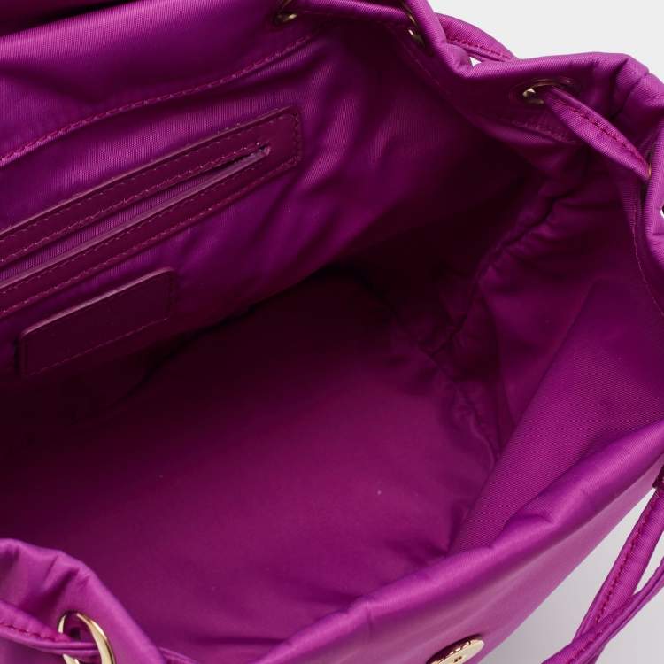 Pre Owned Salvatore Ferragamo Purple Nylon and Leather Trim Backpack