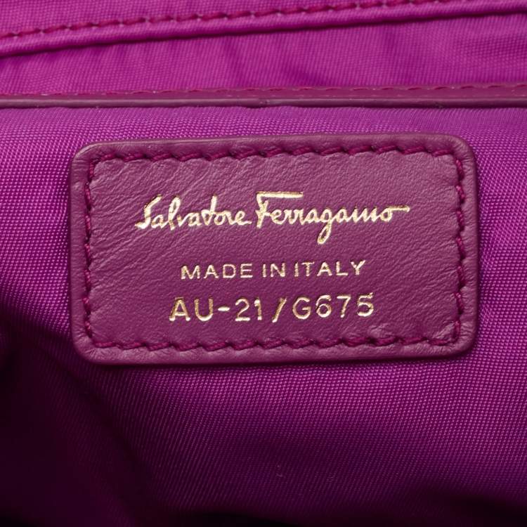 Pre Owned Salvatore Ferragamo Purple Nylon and Leather Trim Backpack