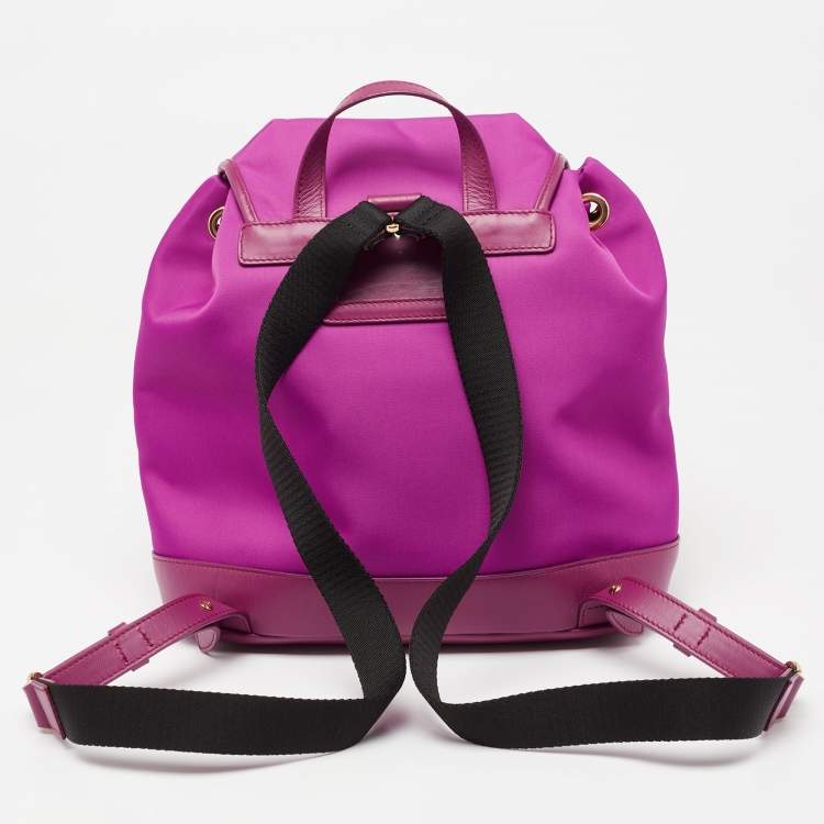 Pre Owned Salvatore Ferragamo Purple Nylon and Leather Trim Backpack