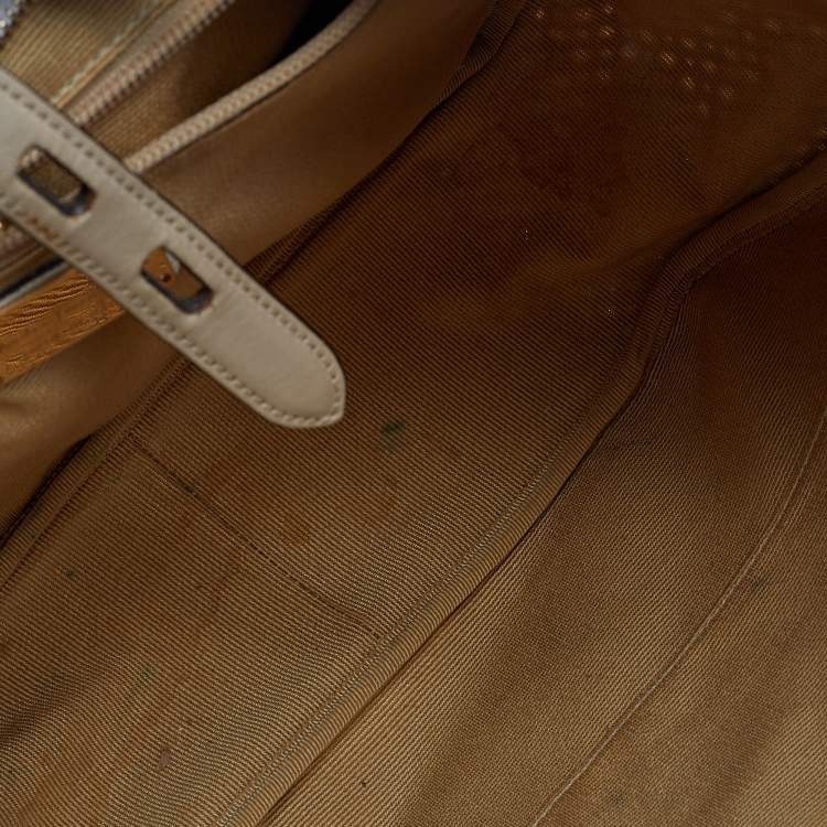Pre Owned Salvatore Ferragamo Beige/Off White Leather Perforated Hobo