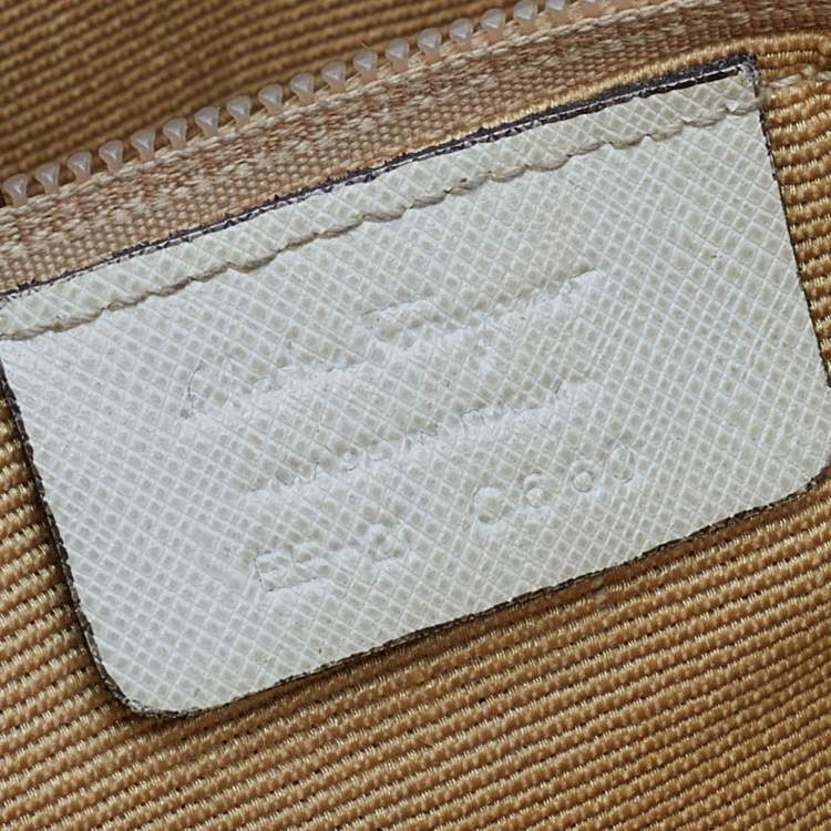 Pre Owned Salvatore Ferragamo Beige/Off White Leather Perforated Hobo