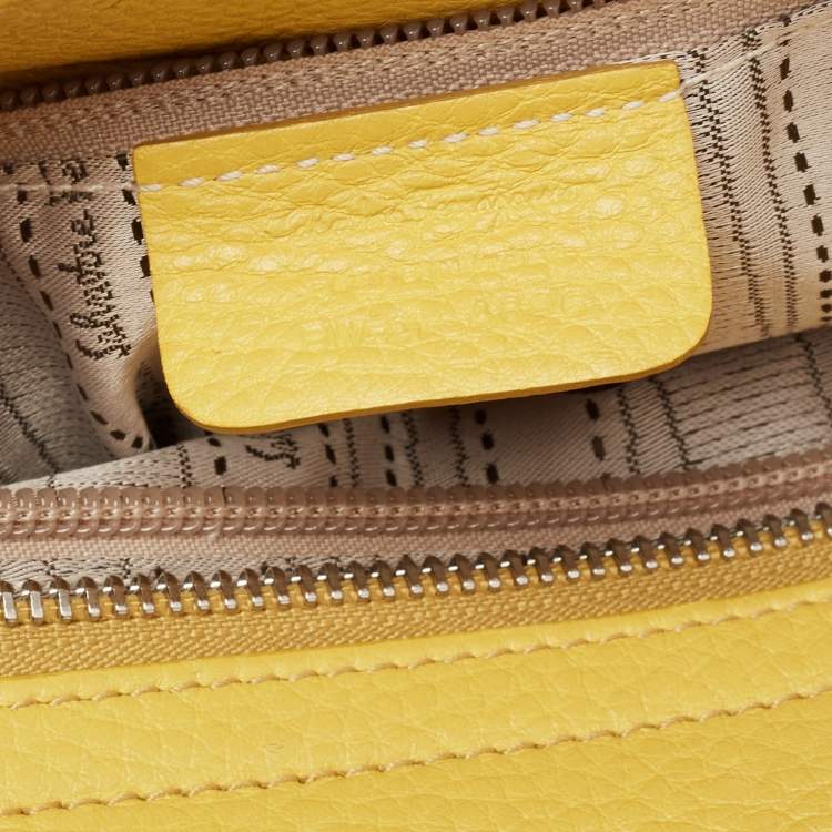 Pre Owned Salvatore Ferragamo Yellow Leather Medium Sofia Top Handle Bag