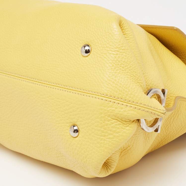 Pre Owned Salvatore Ferragamo Yellow Leather Medium Sofia Top Handle Bag
