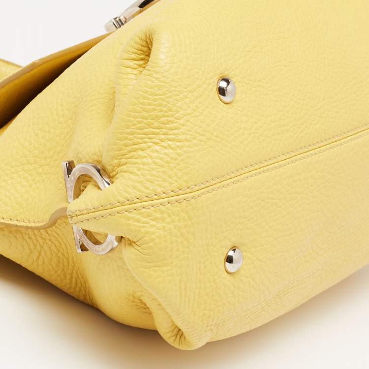 Pre Owned Salvatore Ferragamo Yellow Leather Medium Sofia Top Handle Bag