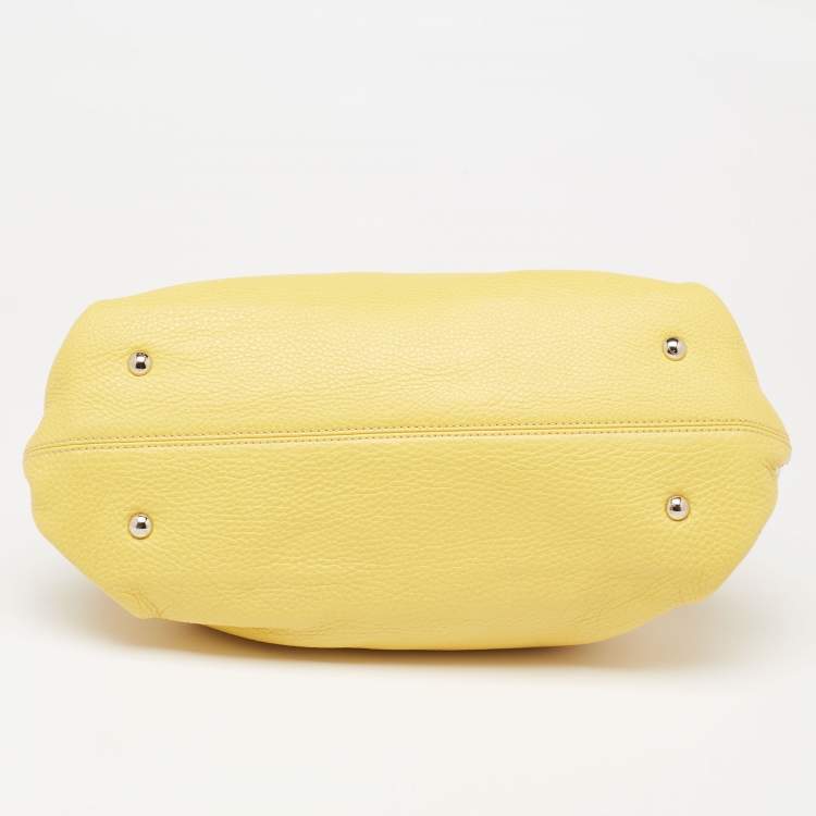 Pre Owned Salvatore Ferragamo Yellow Leather Medium Sofia Top Handle Bag