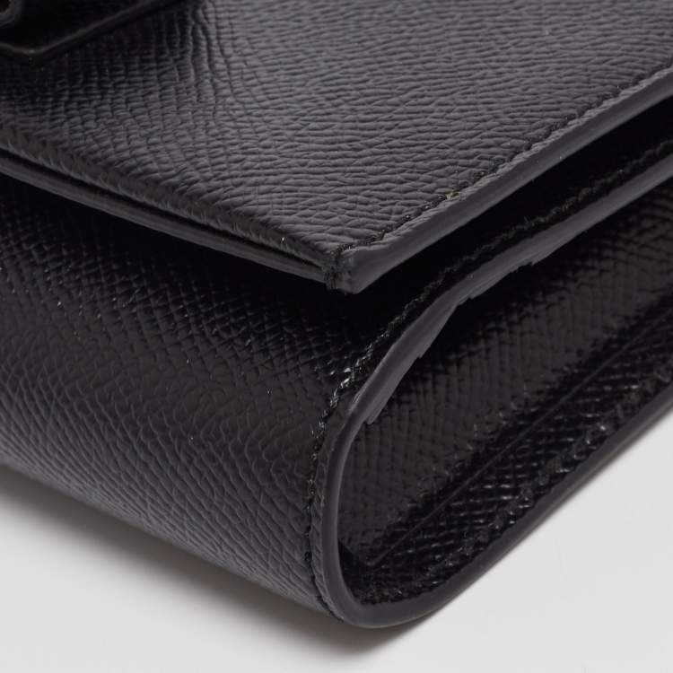 Pre Owned Salvatore Ferragamo Black Leather Mini Vara Bow Clutch Bag