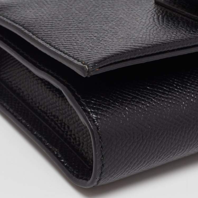 Pre Owned Salvatore Ferragamo Black Leather Mini Vara Bow Clutch Bag
