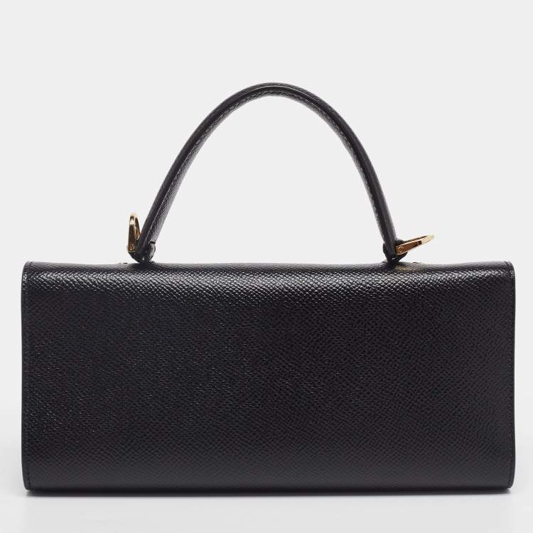 Pre Owned Salvatore Ferragamo Black Leather Mini Vara Bow Clutch Bag