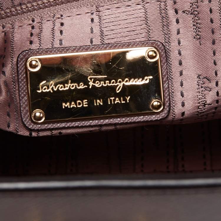 Pre Owned Salvatore Ferragamo Purple Leather Small Briana Tote