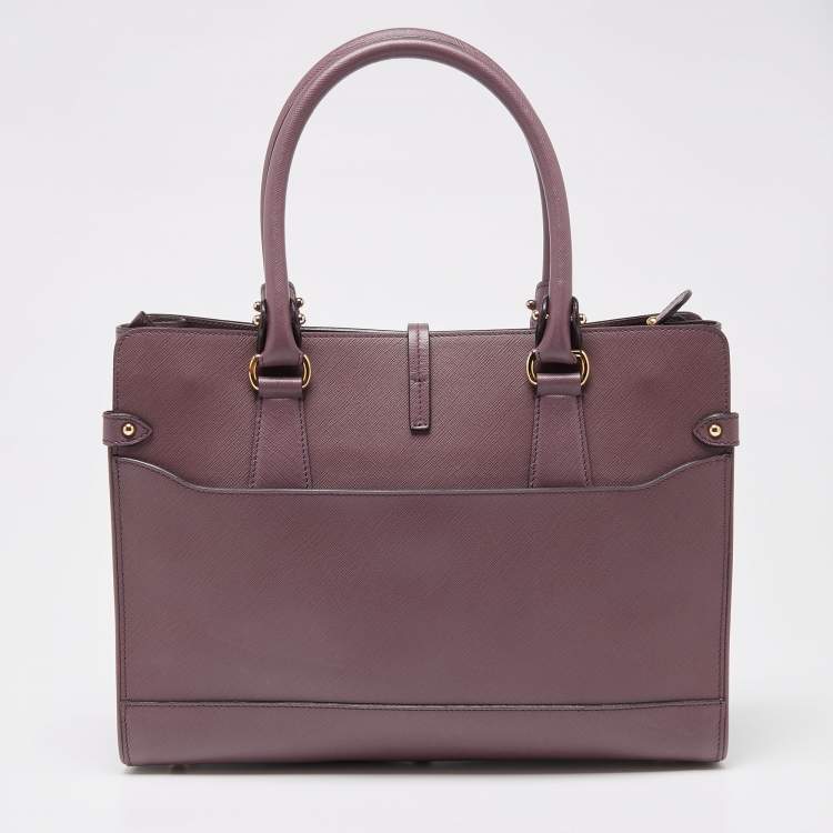 Pre Owned Salvatore Ferragamo Purple Leather Small Briana Tote