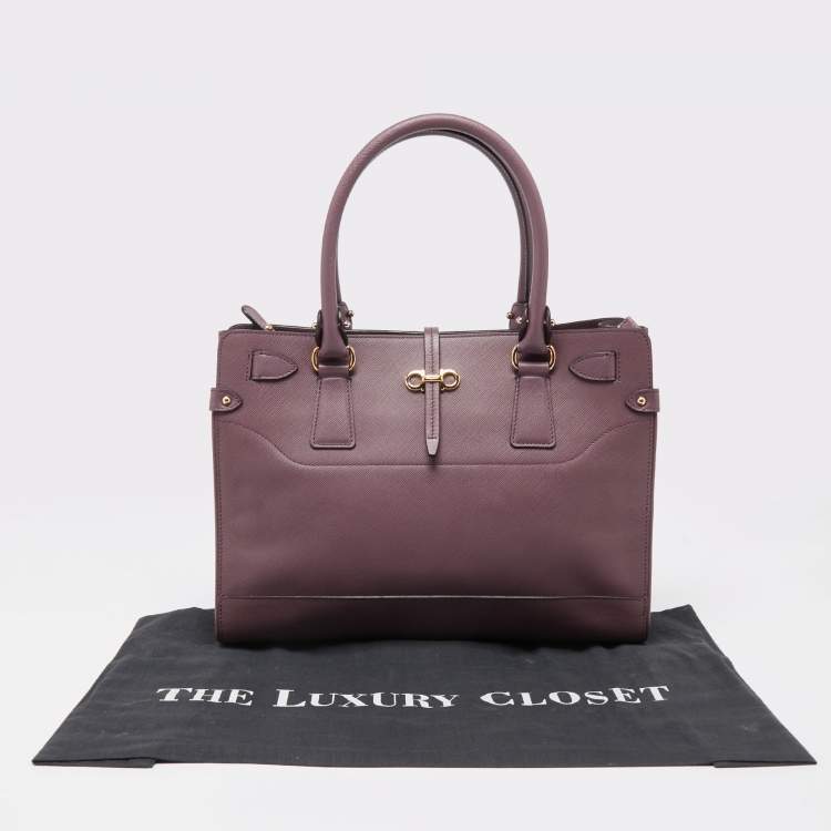 Pre Owned Salvatore Ferragamo Purple Leather Small Briana Tote