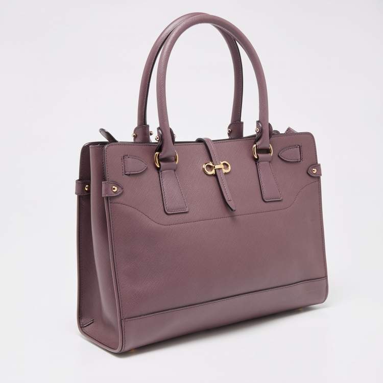 Pre Owned Salvatore Ferragamo Purple Leather Small Briana Tote