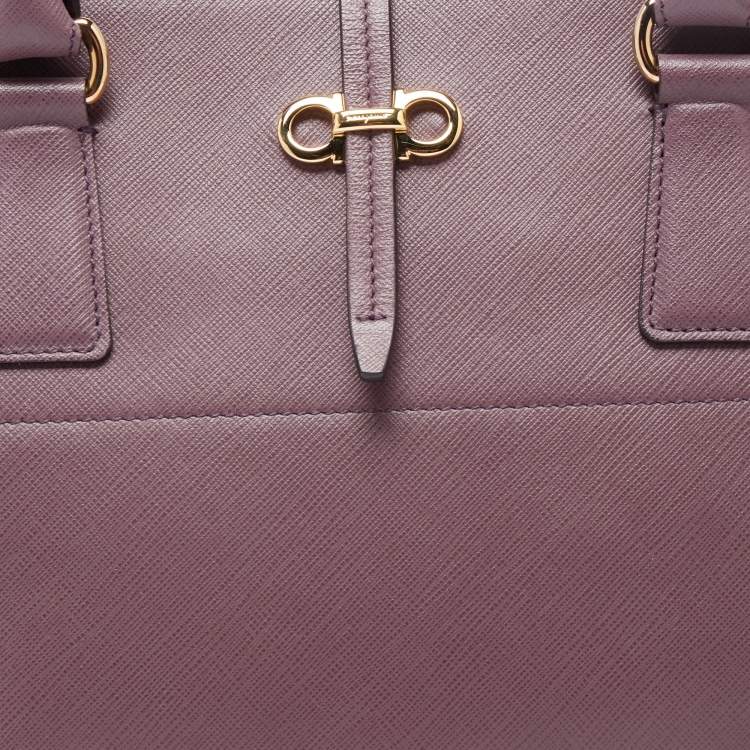 Pre Owned Salvatore Ferragamo Purple Leather Small Briana Tote