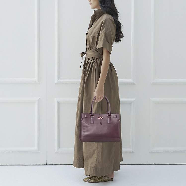 Pre Owned Salvatore Ferragamo Purple Leather Small Briana Tote