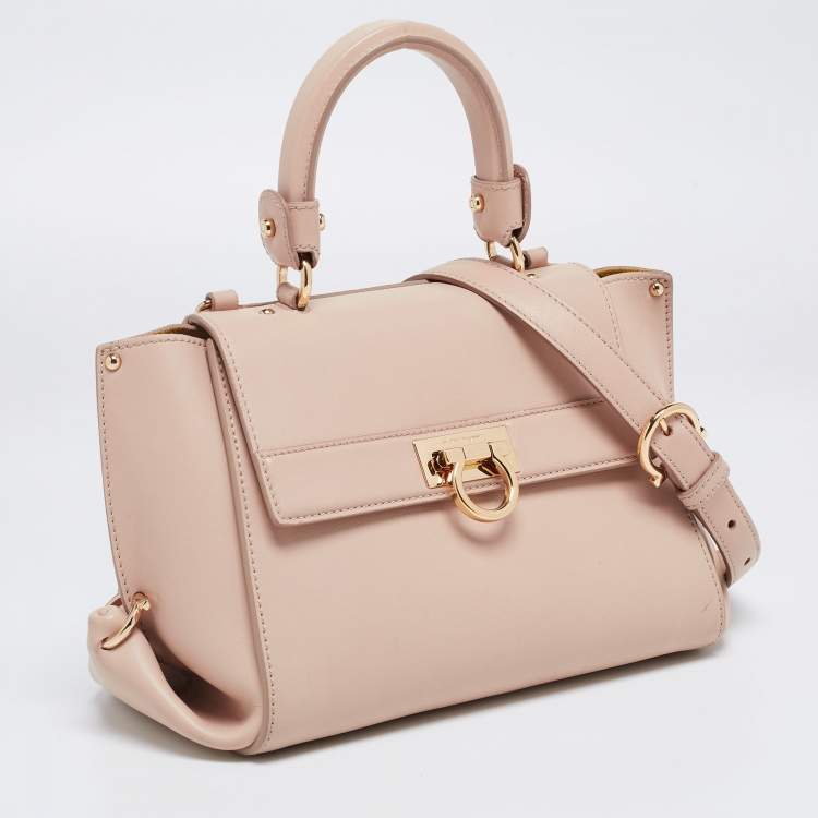 Pre Owned Salvatore Ferragamo Beige Leather Small Sofia Top Handle Bag