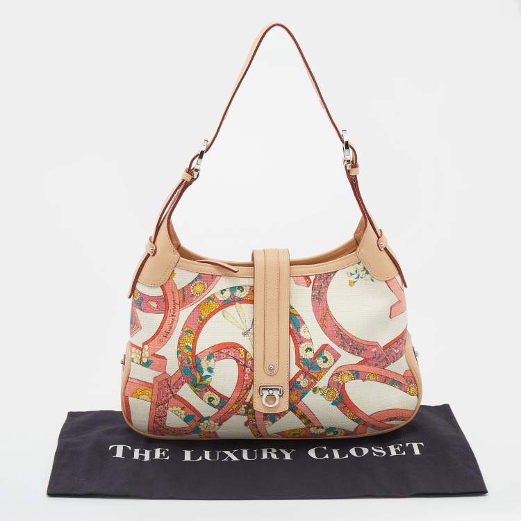 Pre Owned Salvatore Ferragamo Multicolor Printed Fabric and Leather Hobo