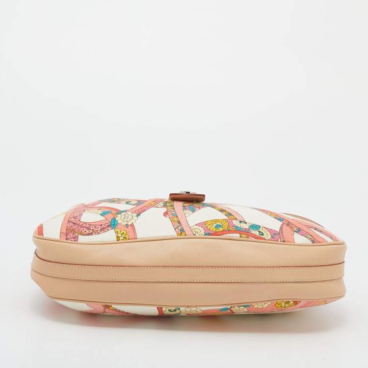 Pre Owned Salvatore Ferragamo Multicolor Printed Fabric and Leather Hobo