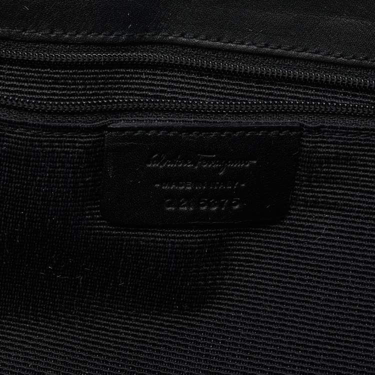Pre Owned Salvatore Ferragamo Back Gancini Canvas and Leather Tote