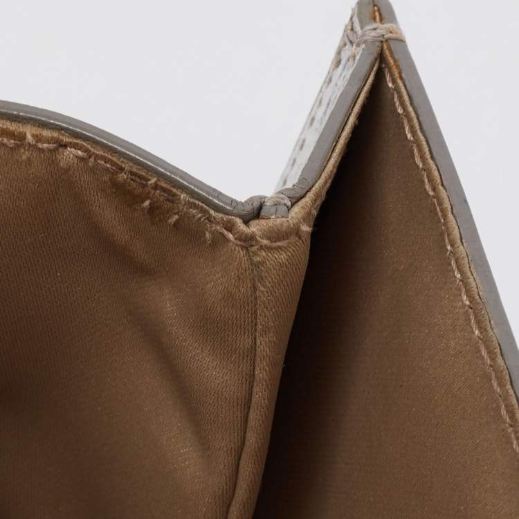 Pre Owned Salvatore Ferragamo Metallic Silver/Gold Leather Vara Bow Shoulder Bag