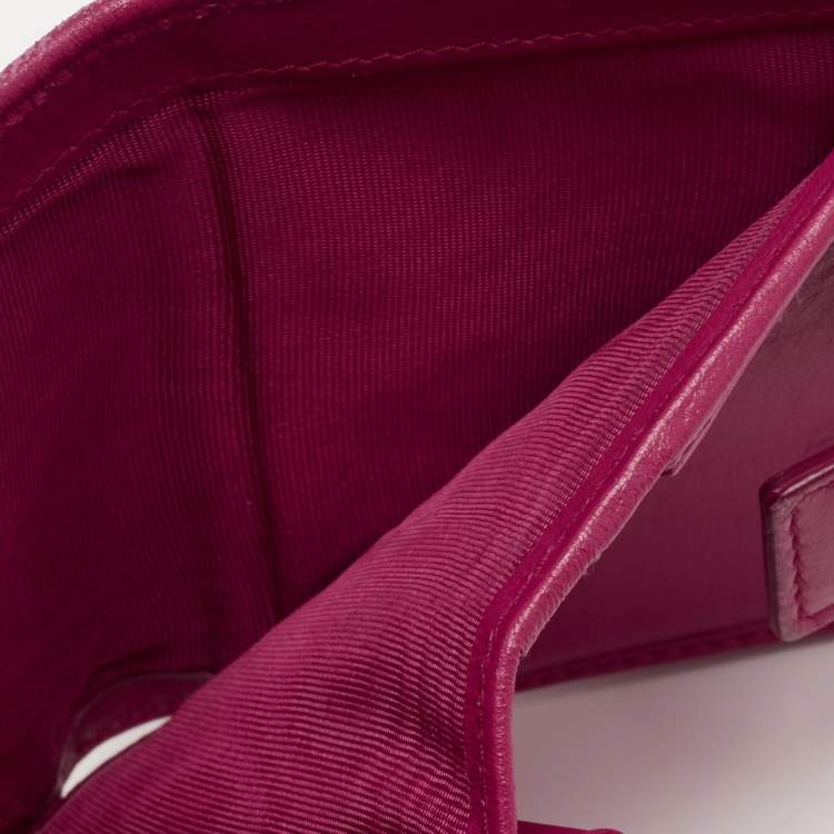 Pre Owned Salvatore Ferragamo Fuchsia Leather Compact Wallet