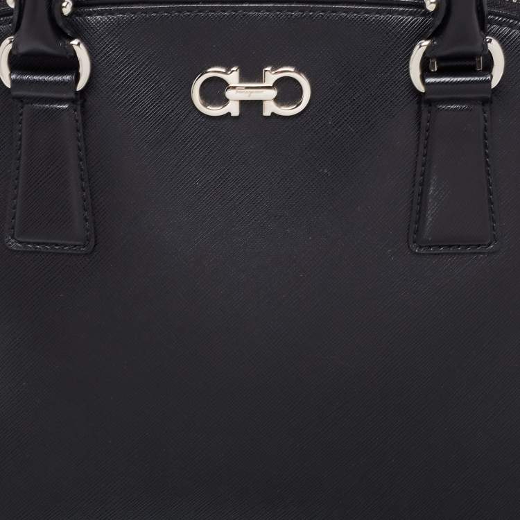 Pre Owned Salvatore Ferragamo Black Leather Batik Gancino Bag