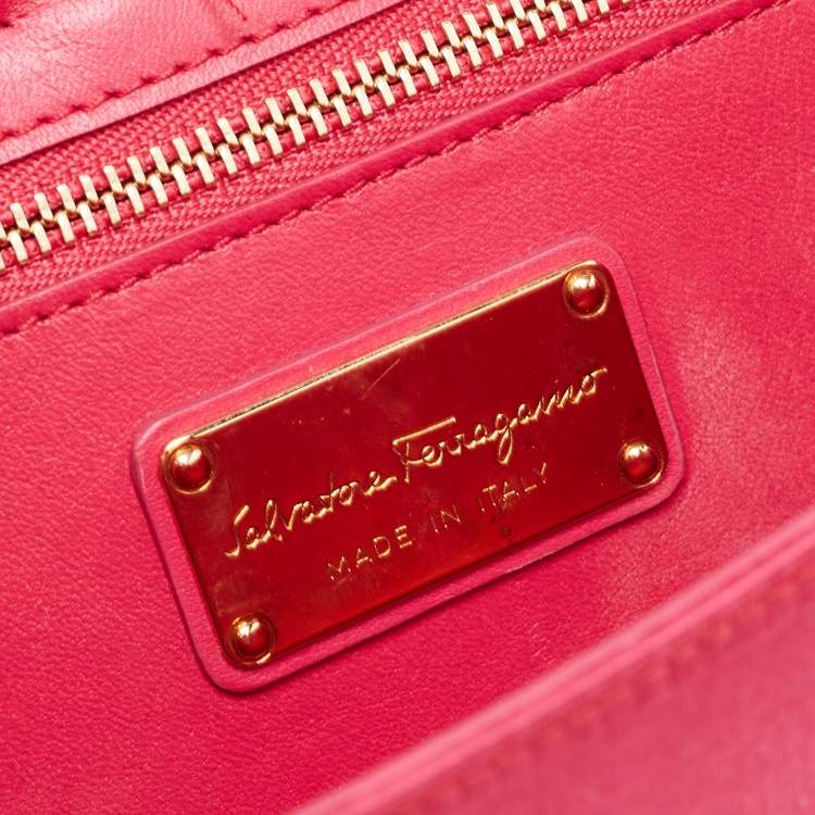 Pre Owned Salvatore Ferragamo Pink Satin Top Handle Bag
