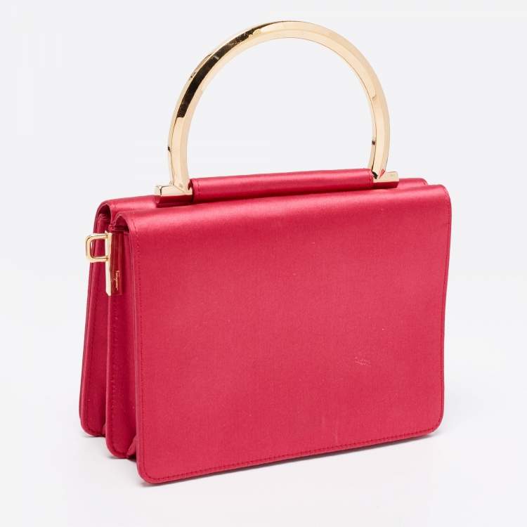 Pre Owned Salvatore Ferragamo Pink Satin Top Handle Bag